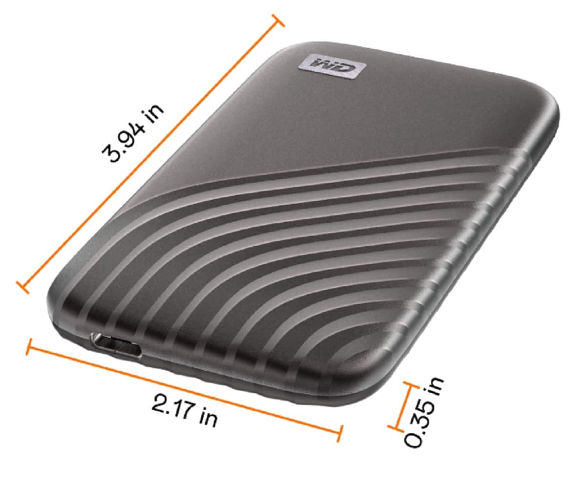 Angle. WD - My Passport 2TB External USB Type-C Portable SSD - Space Gray.