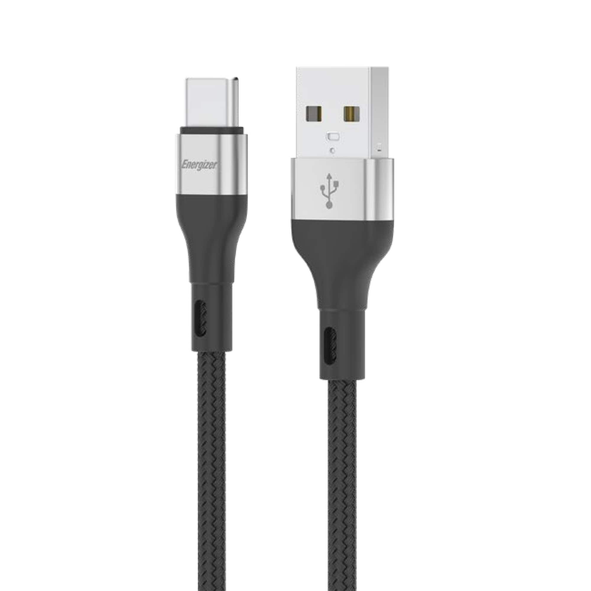 Energizer - Braided USB-C Cable – 4ft Durable Cord with Rugged Aluminum Alloy Shell – Sync & Charge for Type-C Devices - Black