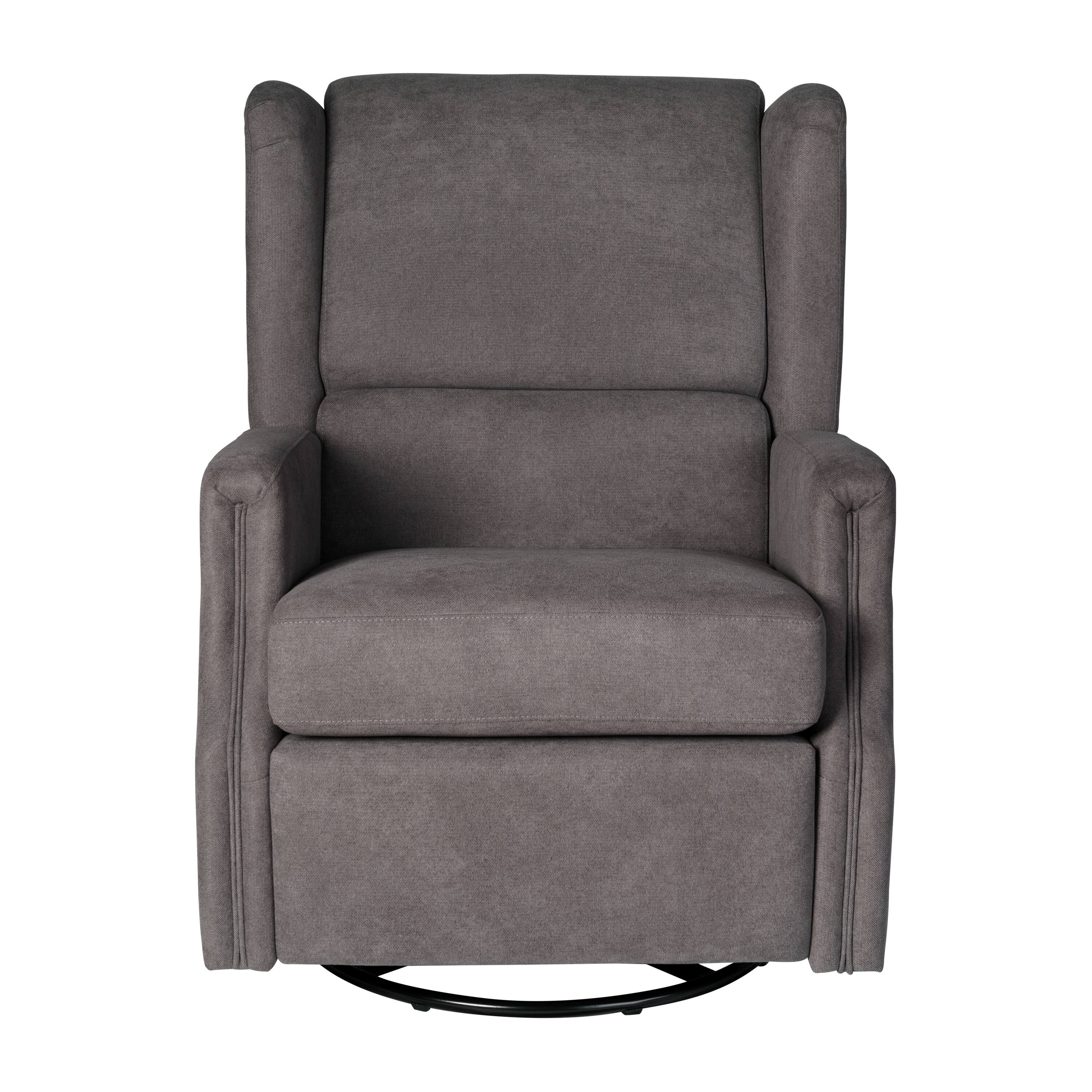 Alt View 9. Emma + Oliver - Wingback Manual Rocking Glider Recliner Chair with 360° Swivel - Dark Gray.