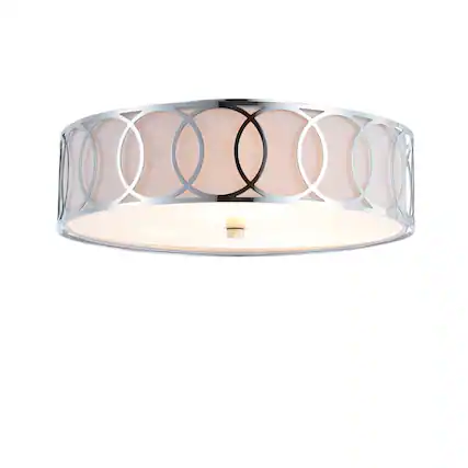 Front. Jonathan Y - Aria 3-Light 15.5" Metal LED Flush Mount, Chrome - Chrome.