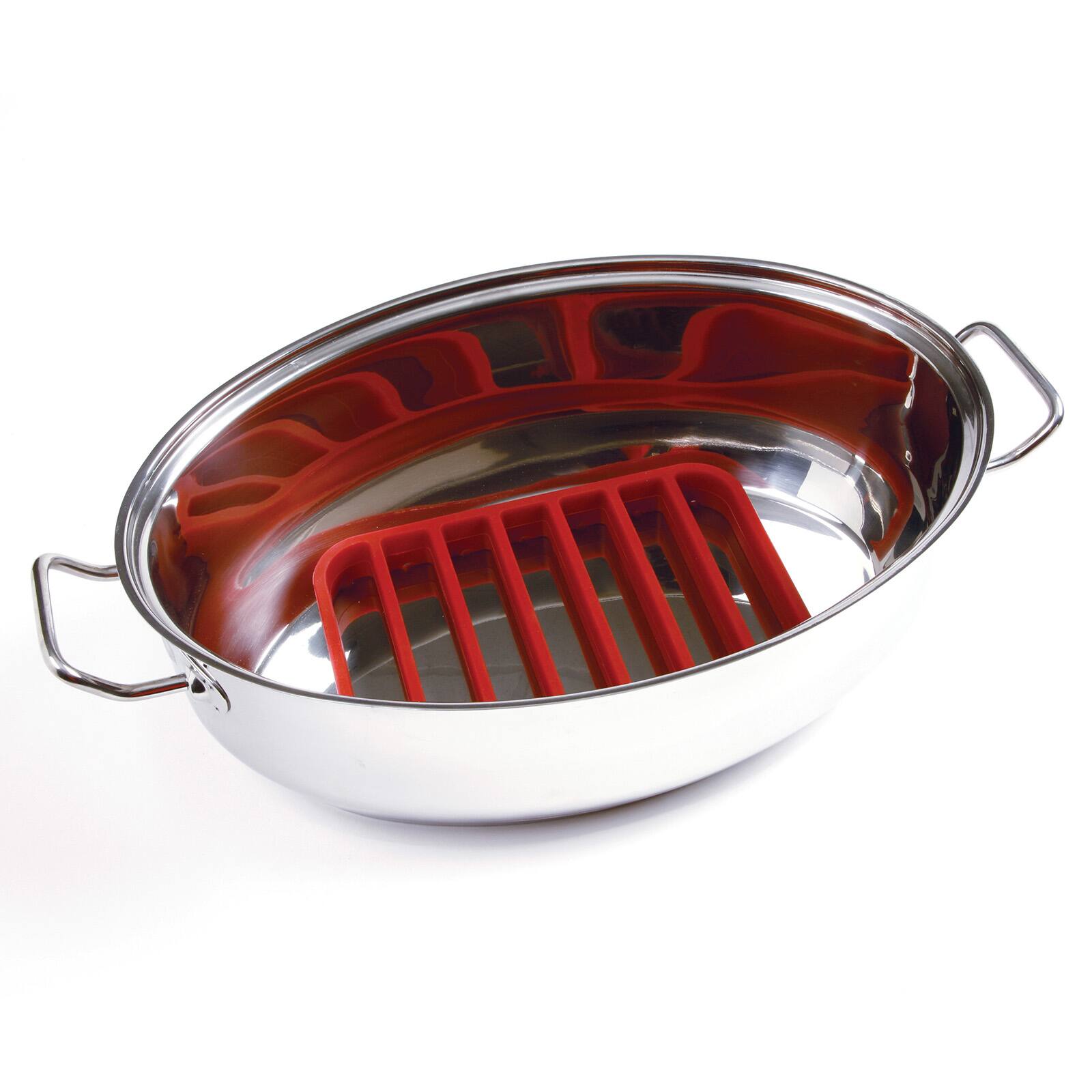 Alt View 5. Norpro - Rectangle Silicone Roast Rack – 9 x 6 Inch, Red, Heat-Resistant - Red.