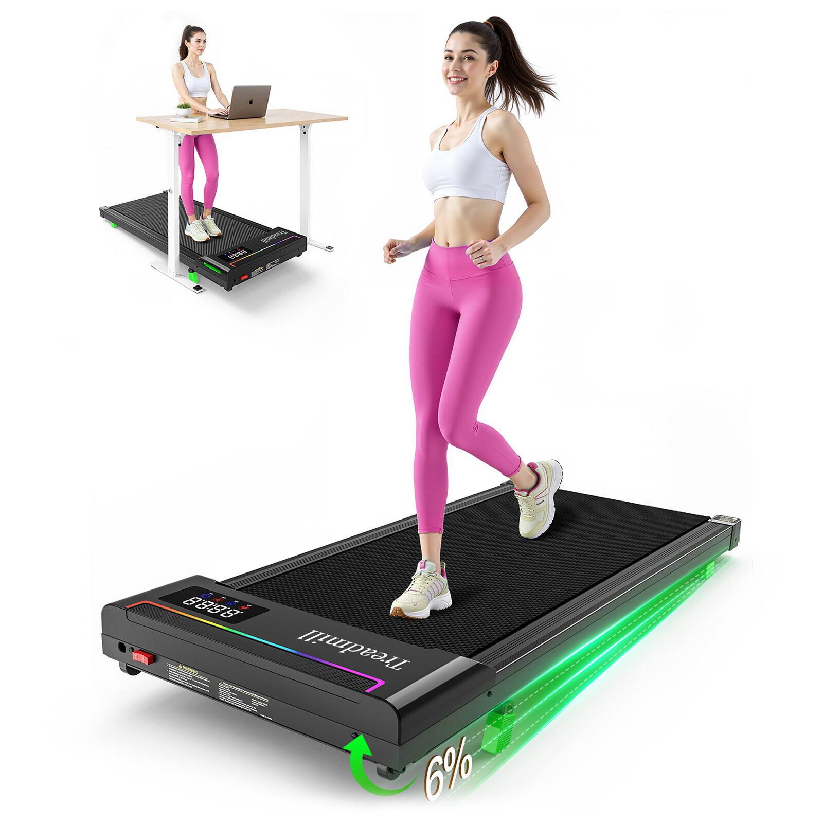 Akluer - P03-B Brushless Treadmill w/ 6% Incline, 2.5HP Quiet Motor, 0.6-4MPH, 330lbs Capacity, LED Display & Dual Remote Control - Black price history on PriceWatchPro
