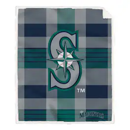 Pegasus - Seattle Mariners 60- x 70- Plaid Steel Ultra Cozy Sherpa Blanket - Multicolor
