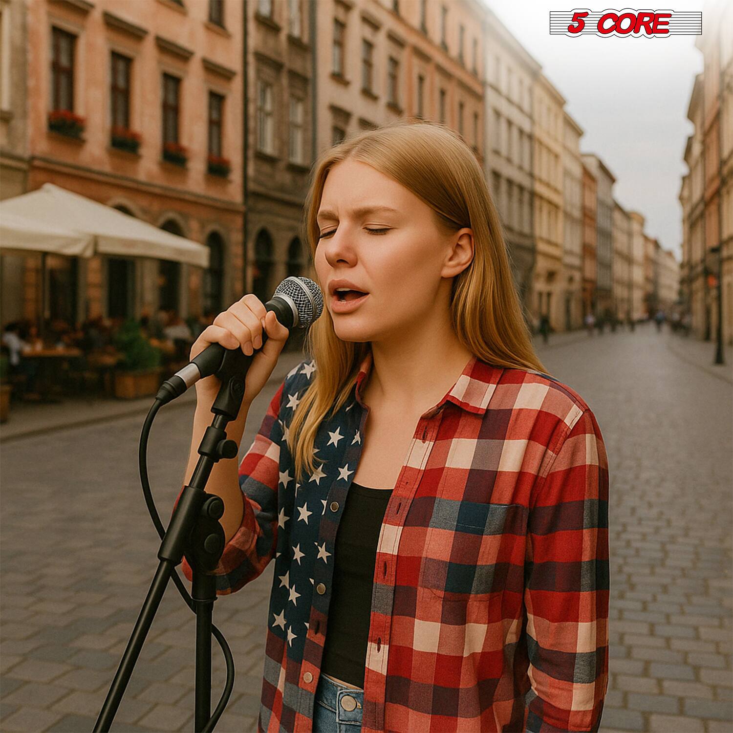 Alt View 7. 5 CORE - 5Core XLR Microphone Dynamic Mic Karaoke Singing Studio Mics Handheld Microfono - Black.