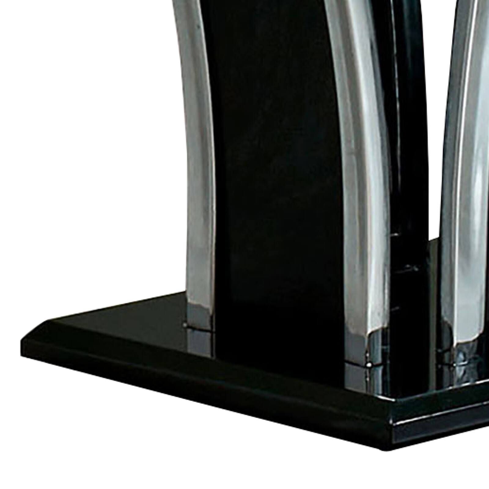 Alt View 1. Manhattan Lane - Chrome Trim Flared Base End Table with Glass Top - Black and Silver.