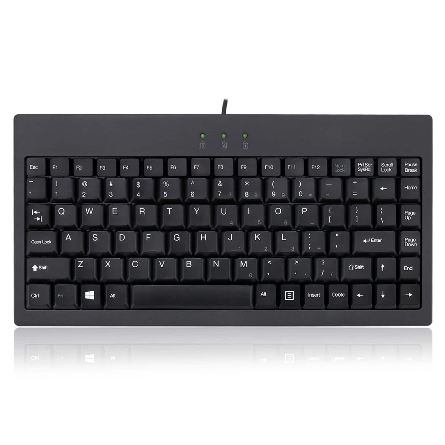 Adesso - Mini Wired Gaming Keyboard AKB-110B USB/PS/2 Membrane Keys Embedded Numeric Keypad 12 Function Keys Windows Key - Black