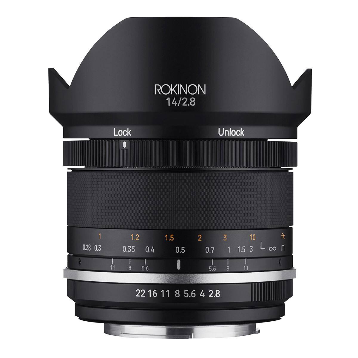 ROKINON 14/2.8  
Lock Unlock  
1 0.28 0.3 I 1.2 0.35 0.4 I I 8 5.6 1.5 0.5 2 0.7 I 5.6 3 1 I 8 10 1.5 3 I 11 ft L 8.  
2 22 16 11 8 5.6 4 2.8