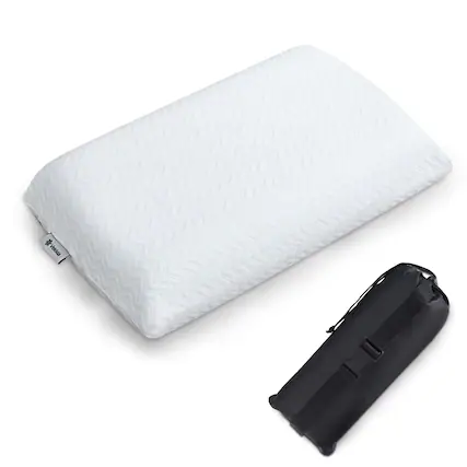 Front. Fabibe - Travel Pillow Memory Foam Compressible Camping With Washable Cover Supportive For Sleeping Ideal Adults Hiking Airpla... - White Small.