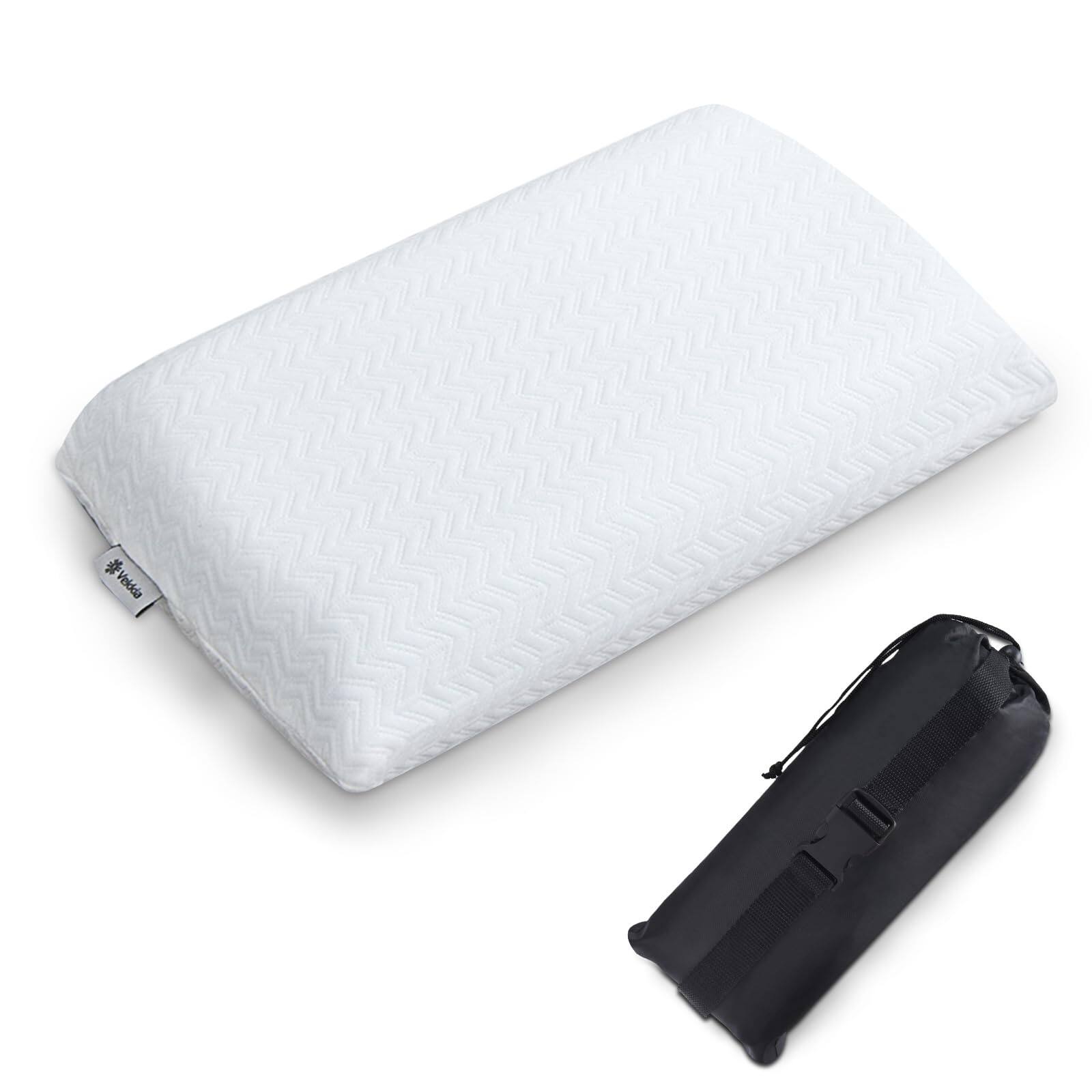 Front. Fabibe - Travel Pillow Memory Foam Compressible Camping With Washable Cover Supportive For Sleeping Ideal Adults Hiking Airpla... - White Small.