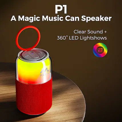 P1 A Magic Music Can Speaker Clear Sound + 360° LED Lightshows LED COLORS MIRO