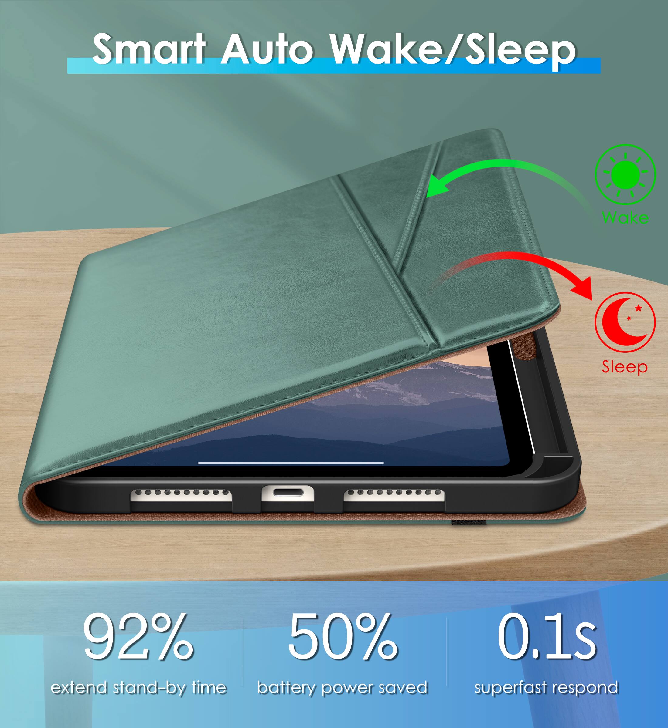 Smart Auto Wake/Sleep

- 92% extend stand-by time
- 50% battery power saved
- 0.1s superfast respond

Wake
Sleep