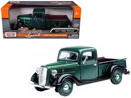 1937 Ford Pickup Truck 1/24 Diecast Model Car by Motormax - Green And Black