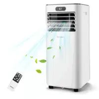 Costway 6000 BTU (10000 BTU ASHRAE) Portable Air Conditioner w/ Remote Control 3-in-1 Air Cooler w/ Drying - White - Front_Zoom