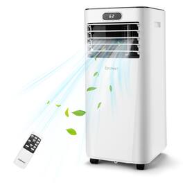 Costway - 6000 BTU Portable Air Conditioner Cools up to 350 Sq.Ft w/ Remote Control 3-in-1 Air Cooler w/ Drying - White