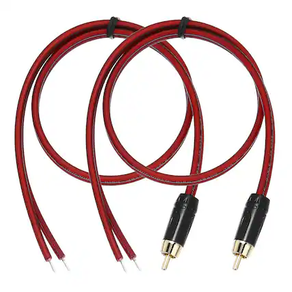 Front. Unique Bargains - 2pcs RCA to Bare Wire Open End Audio Cable, 14AWG Gold Plated Extension Wire for Guitar, Speakers - Red.