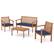 Alt View 9. Costway - 4 PCS Patio Wood Furniture Set with Loveseat, 2 Chairs & Coffee Table for Porch - Natural + Navy.