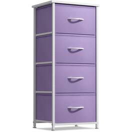 Sorbus - 4 Drawers Chest Nightstand - Storage for Closet, Home, College Dorm -Steel Frame, Wood Top, & Fabric Bins - Purple