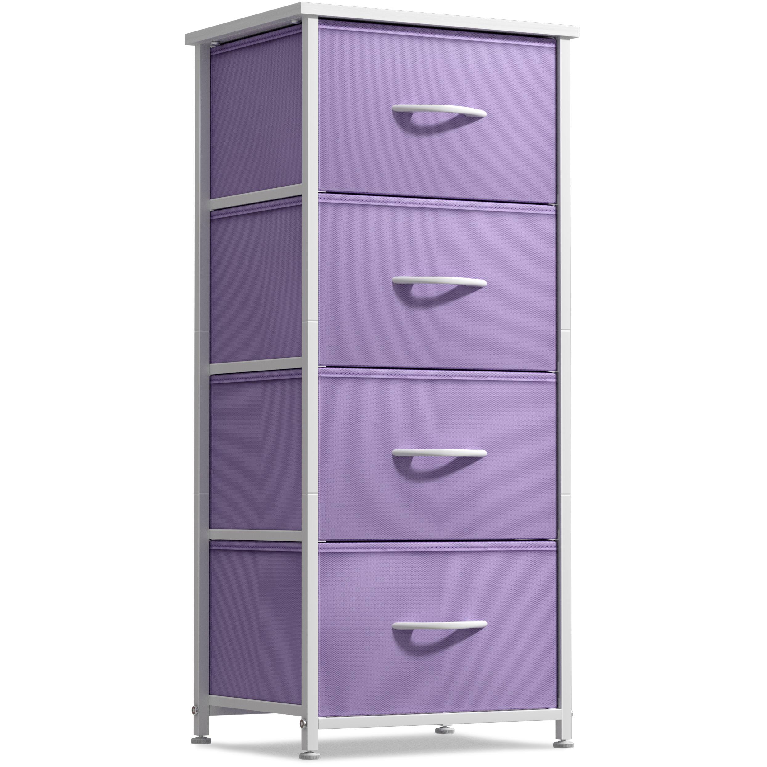 Front. Sorbus - Sorbus 4 Drawers Chest Nightstand - Storage for Closet, Home, College Dorm -Steel Frame, Wood Top, & Fabric Bins - Purple.