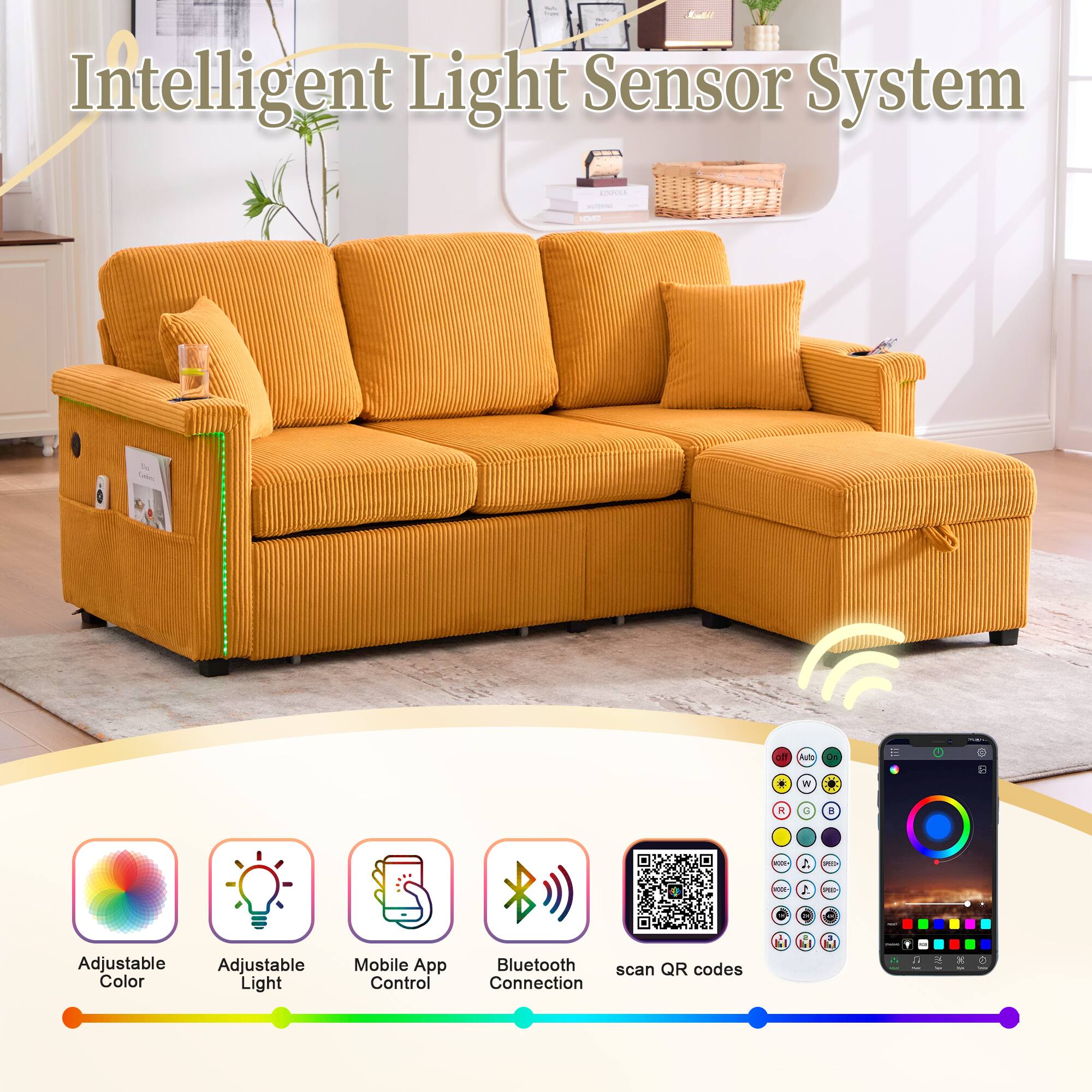 Intelligent Light Sensor System

- Adjustable Color
- Adjustable Light
- Mobile App Control
- Bluetooth Connection
- Scan QR codes