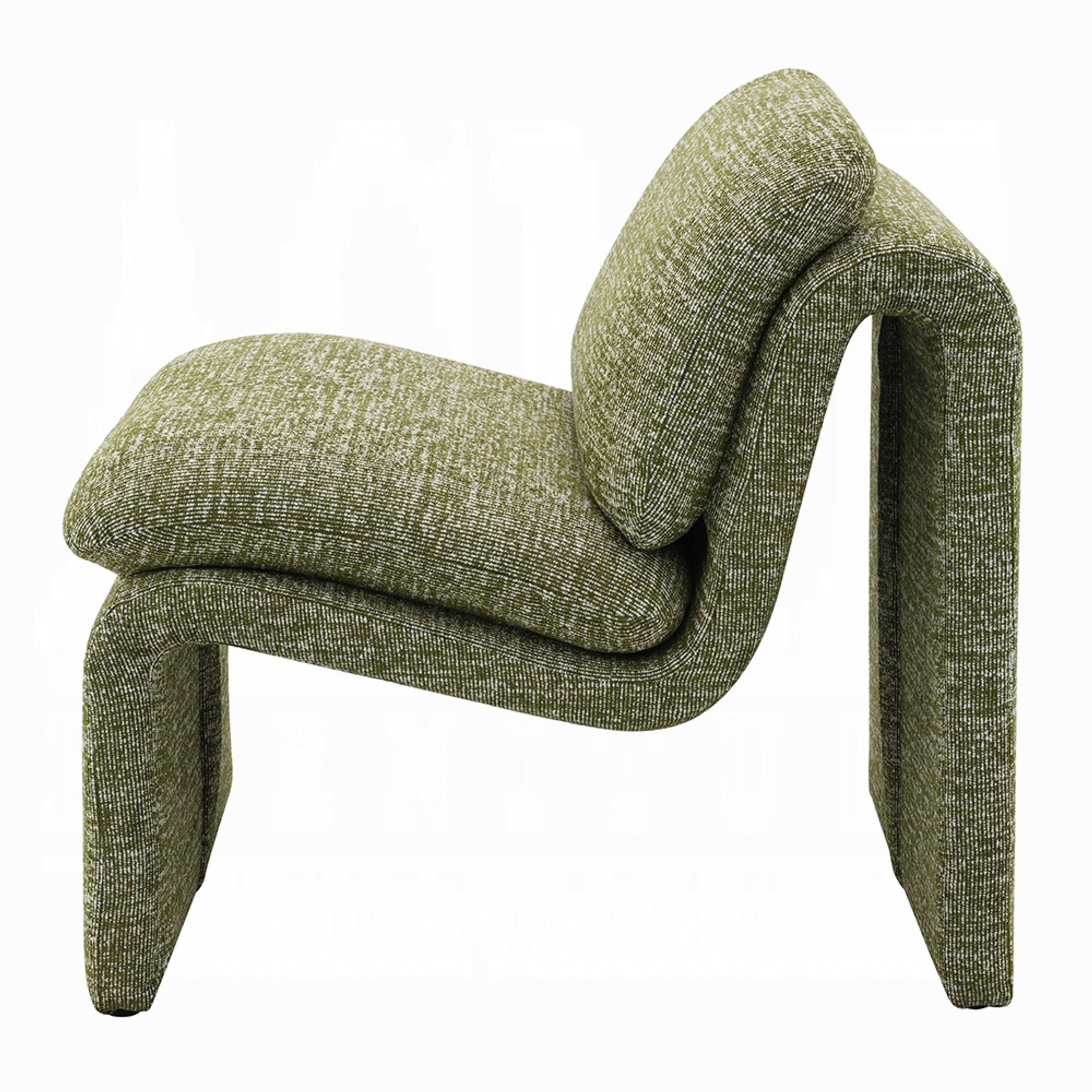 Alt View 2. Manhattan Lane - Kami Accent Chair, Curved Open Base, Armless Modern Green Boucle - Green.