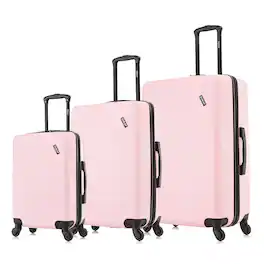 DUKAP - Discovery Lightweight Hardside Spinner 3 Piece Luggage Set 20"/24"/28" - Pink