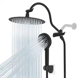 Paradigms Interiors - All Metal High Rainfall Shower Head handheld Showerhead Combo 12 Adjustable Curved Extension Arm 10 spray 7 - Matte Black-Square 12''