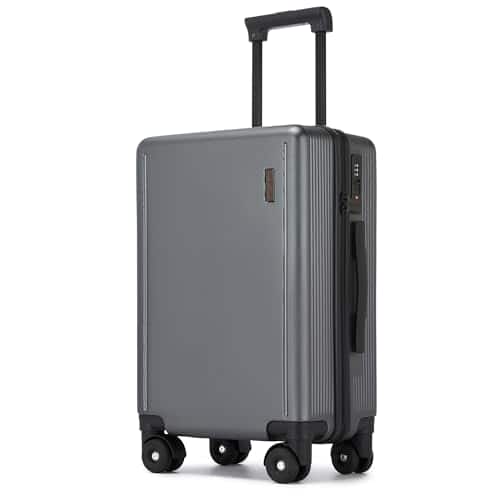 DORLUKFU- 20 Inch Carry-on Luggage, 22x14x9 Airline Approved Carry on Luggage, Hard Shell Small Rolling Carry on Suitcase with- Gray