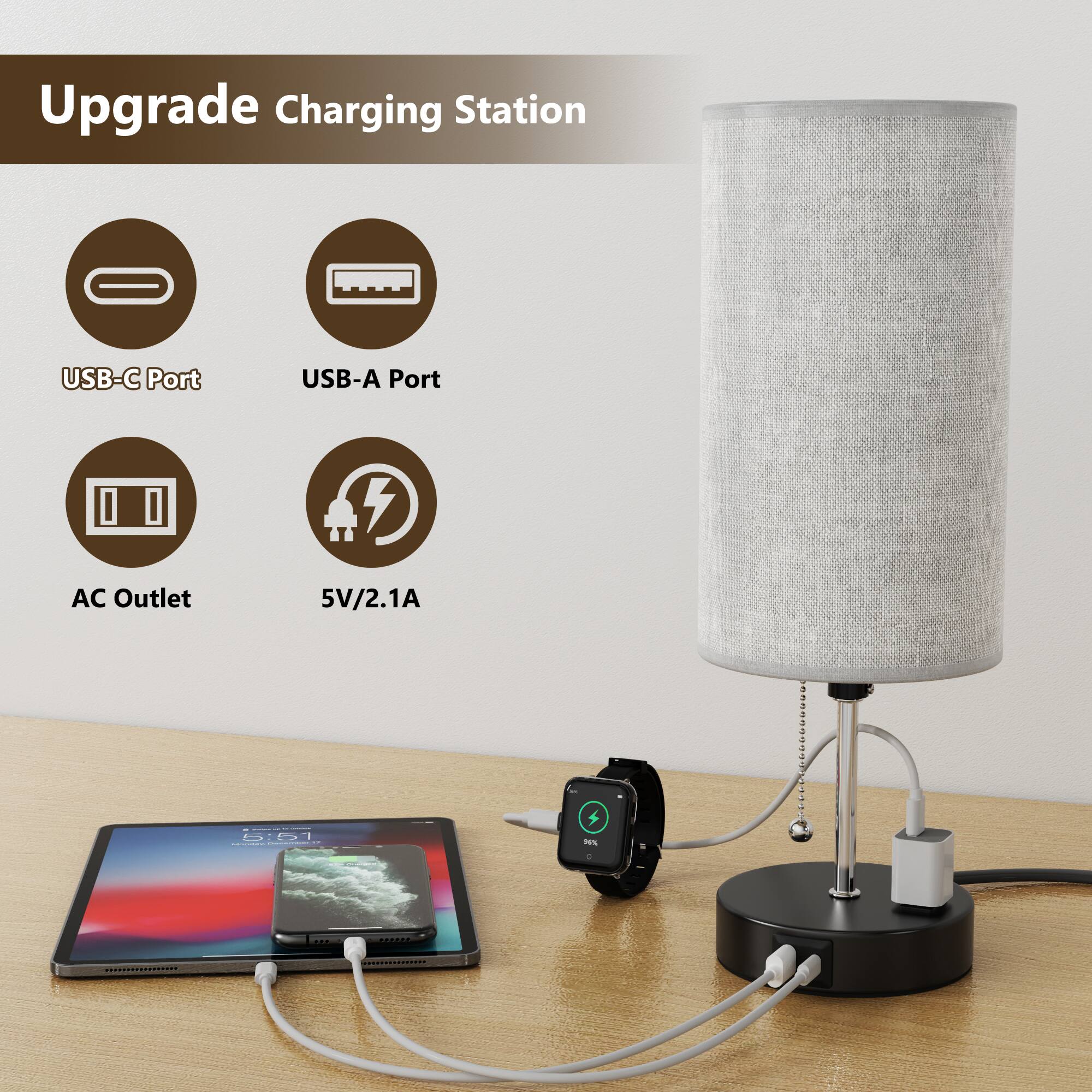 Upgrade Charging Station  
USB-C Port  
USB-A Port  
AC Outlet  
5V/2.1A