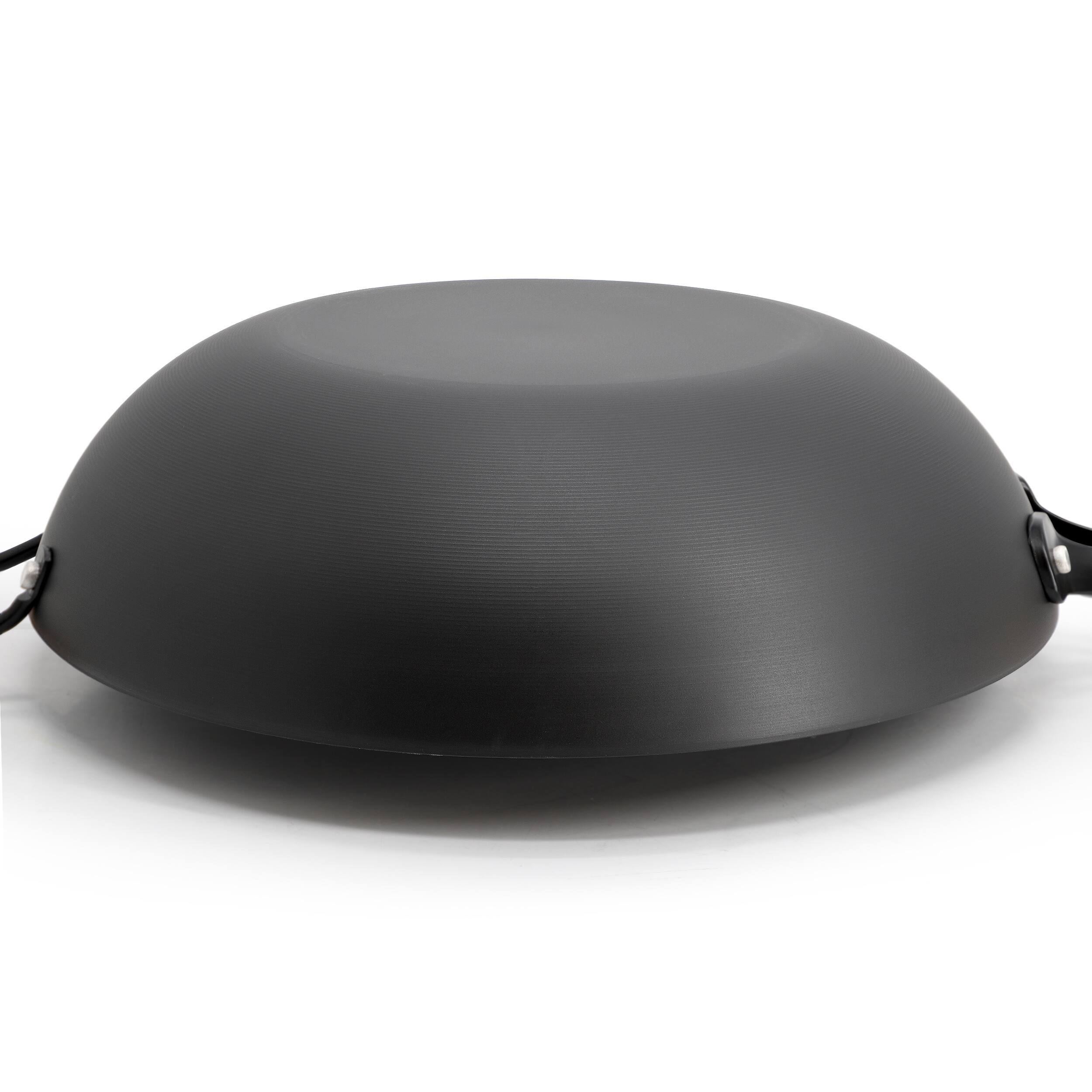 Alt View 2. Oster - Oster Northcliffe 13.5 Inch Round Carbon Steel Flat Base Wok with Wooden Handles - Black.