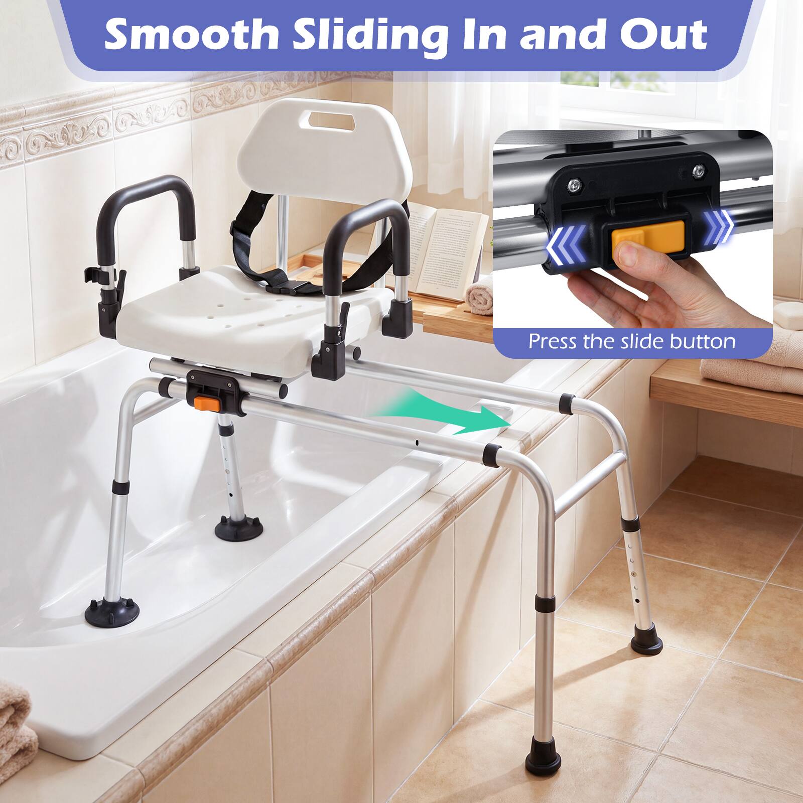 Smooth Sliding In and Out  
Press the slide button