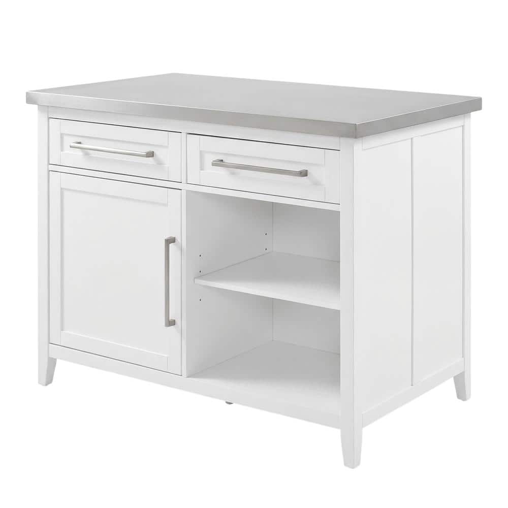 Crosley Furniture - Silvia Stainless Steel Top Kitchen Island W/X-Back Stools - White price history on PriceWatchPro