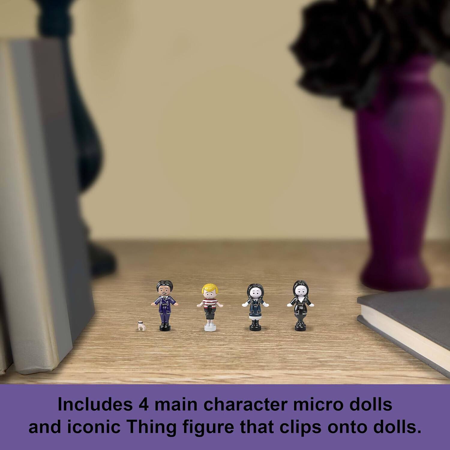 Includes 4 main character micro dolls and iconic Thing figure that clips onto dolls.