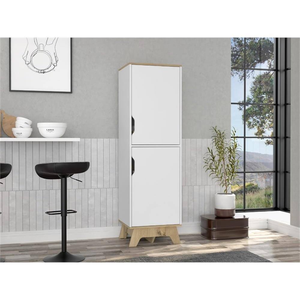 Alt View 2. TOV Furniture - British 2-Door Modern Engineered Wood Single Pantry - White.