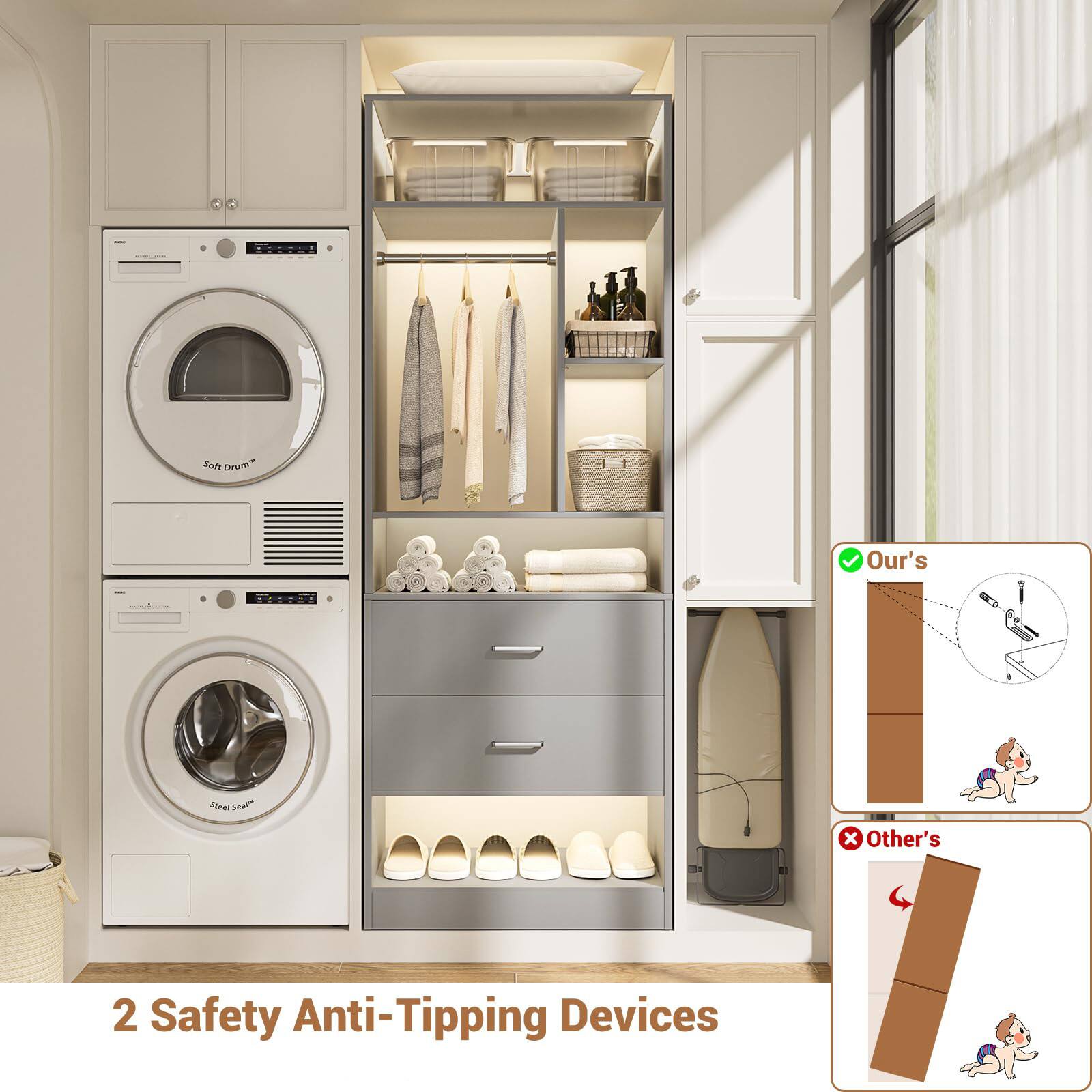 2 Safety Anti-Tipping Devices

Our's

Other's