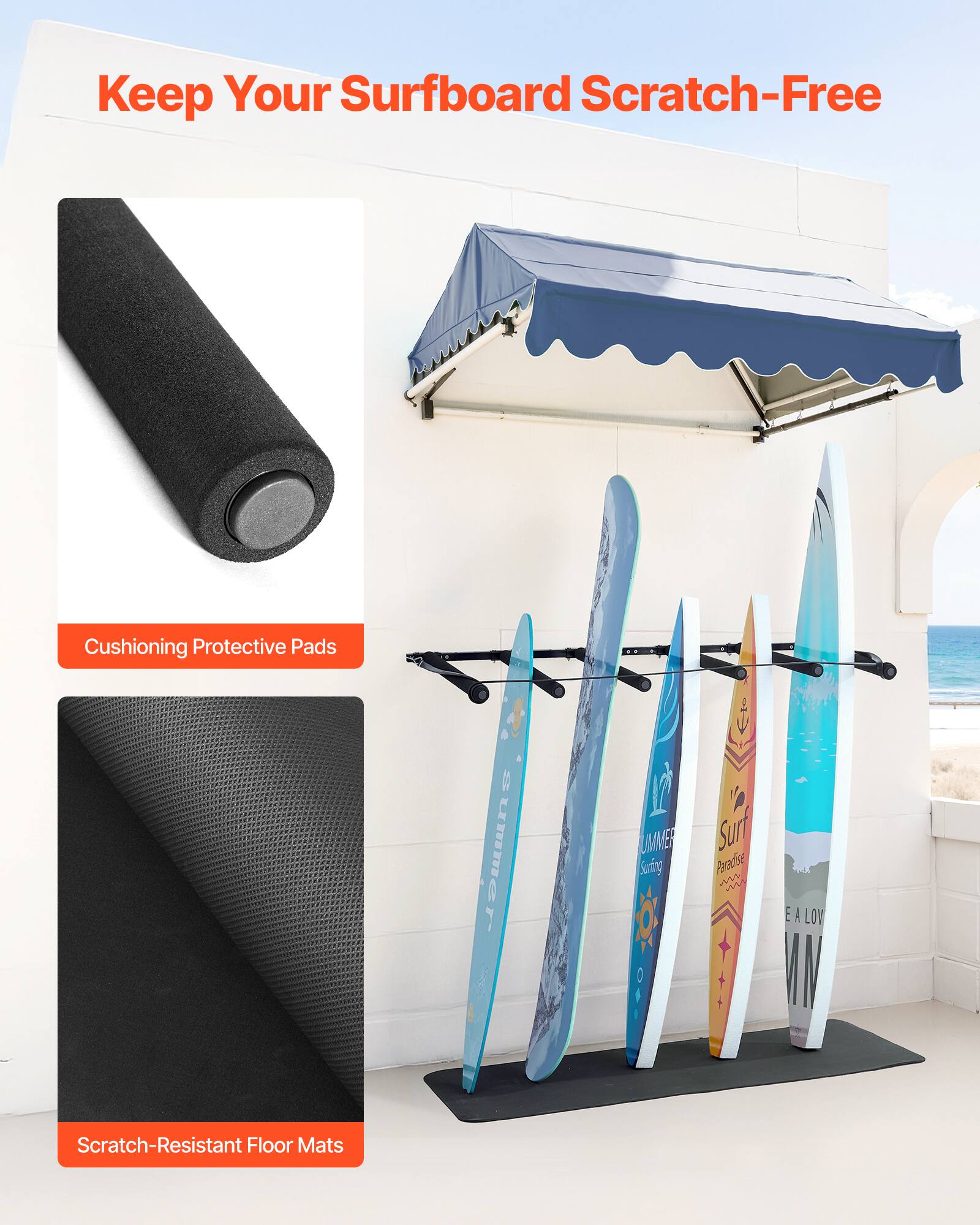 Keep Your Surfboard Scratch-Free

Cushioning Protective Pads

Scratch-Resistant Floor Mats