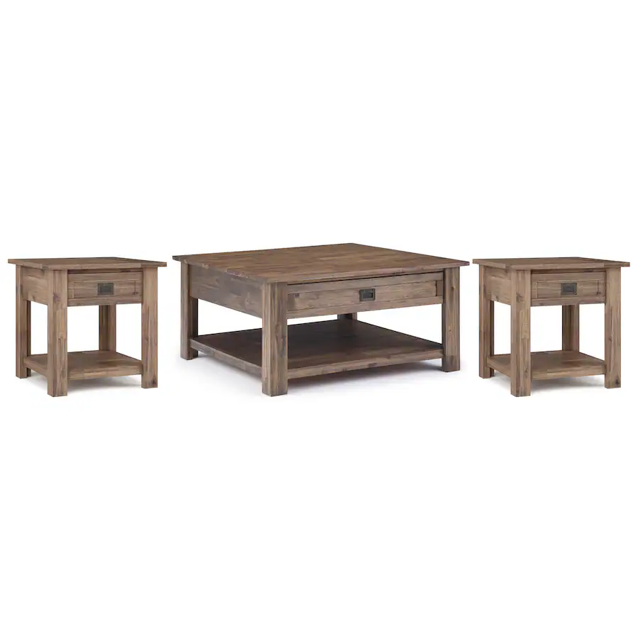 Simpli Home Monroe 38 inch Coffee Table with 22 inch End Tables (Set of ...