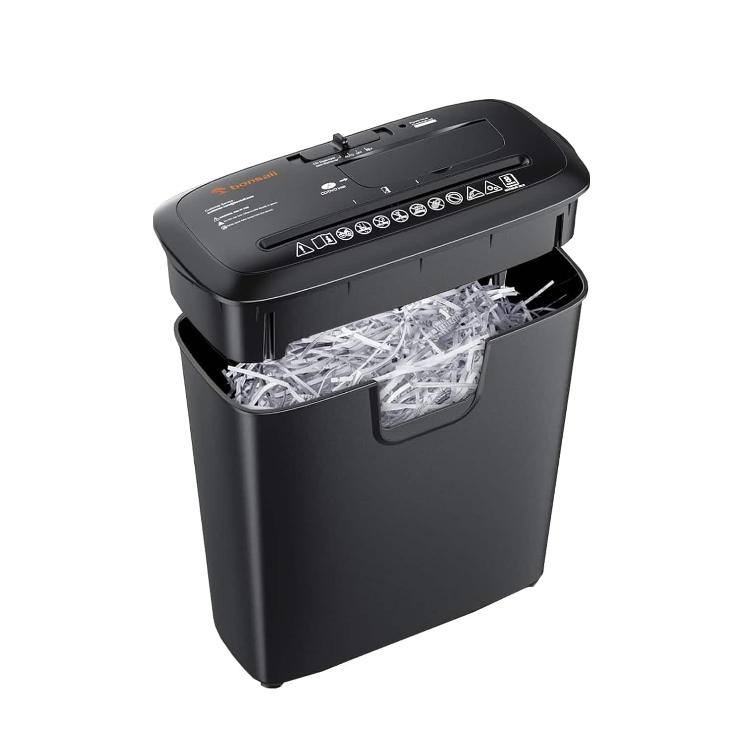 Front. Bonsaii - 8-Sheet Strip-Cut Shredder for Home - Shredder with Overheat Protection - Capable of Shredding CDs and Credit Cards - Black.