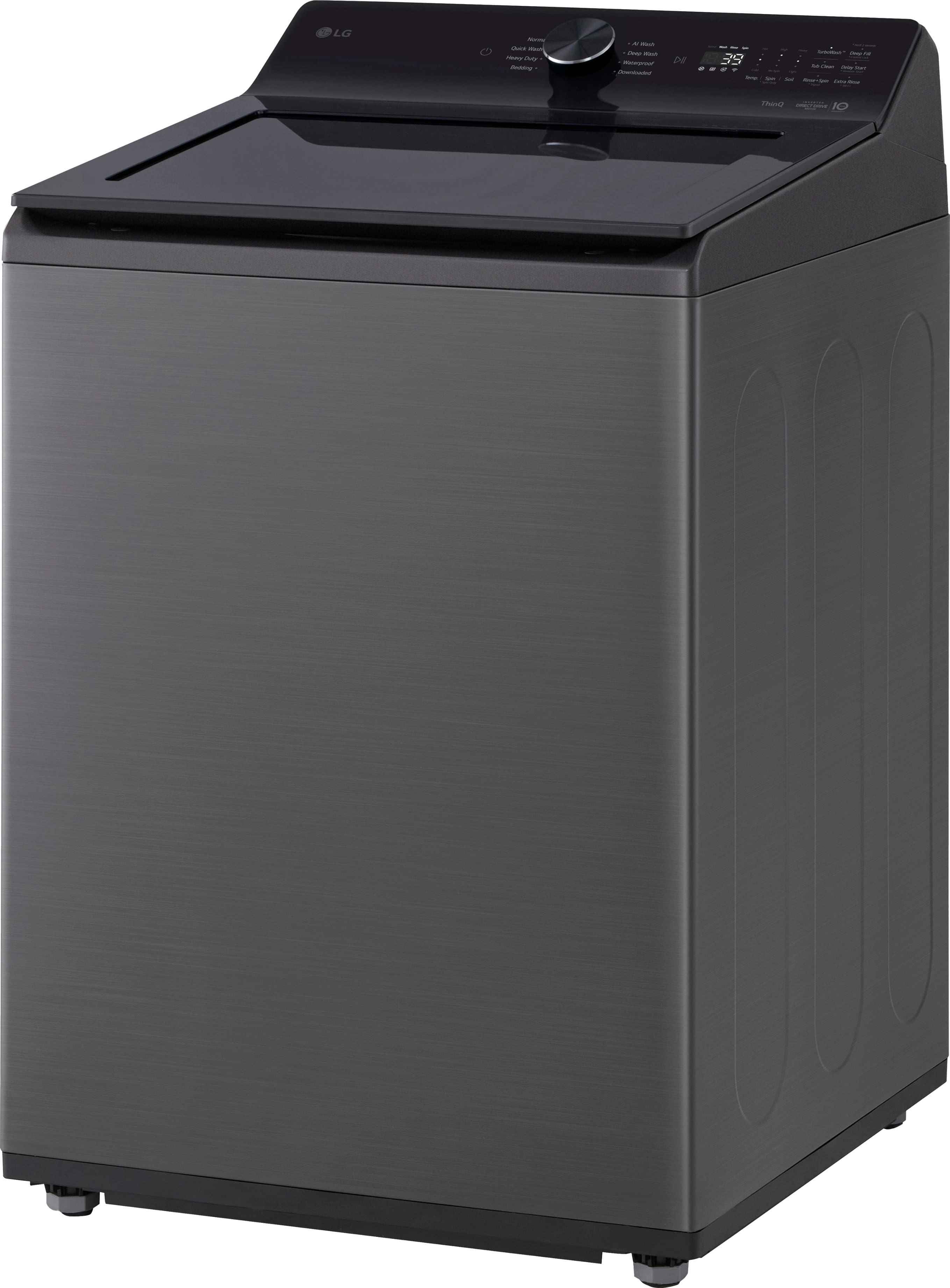 Back. LG - 5.0 Cu. Ft. High-Efficiency Smart Top Load Washer with Easy Unload - Platinum Black.