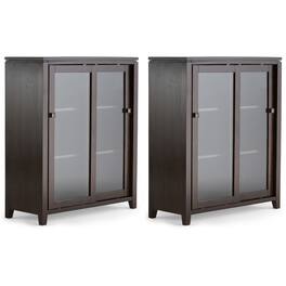 Simpli Home - Cosmopolitan Solid Wood 36 inch Storage Cabinet (Set of 2) - Mahogany Brown