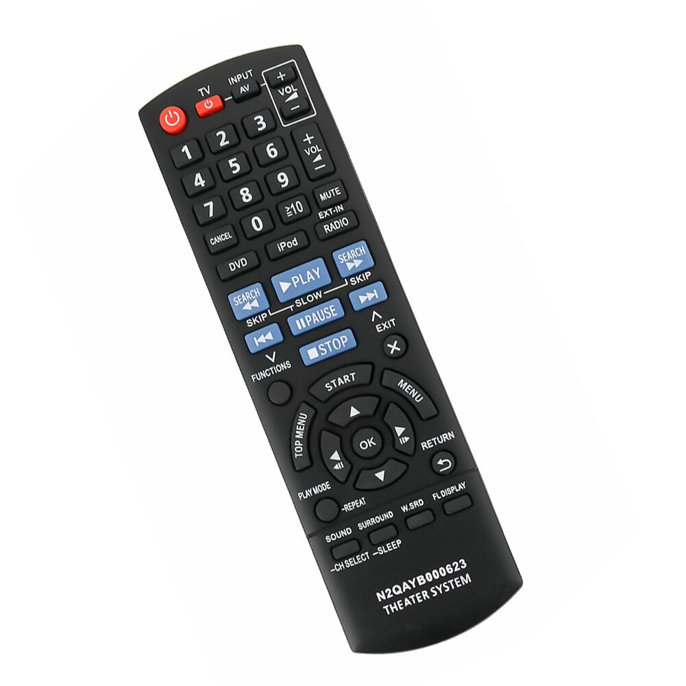 INPUT + TV VA VOL G 3 2 + 1 6 VOL  5 - 4 9 8 MUTE 7 210 EXT-IN 0 RADIO CANCEL iPod DVD SEARCH V PLAY SKIP SEARCH SLOW SKIP IPAUSE EXIT K4 STOP x FUNCTIONS START MENU MENU OK I RETURN TOP PLAY MODE FLDISPLAY -REPEAT W.SRD SURROUND SOUND -SLEEP -CH SELECT N2QAYB000623 THEATER SYSTEM