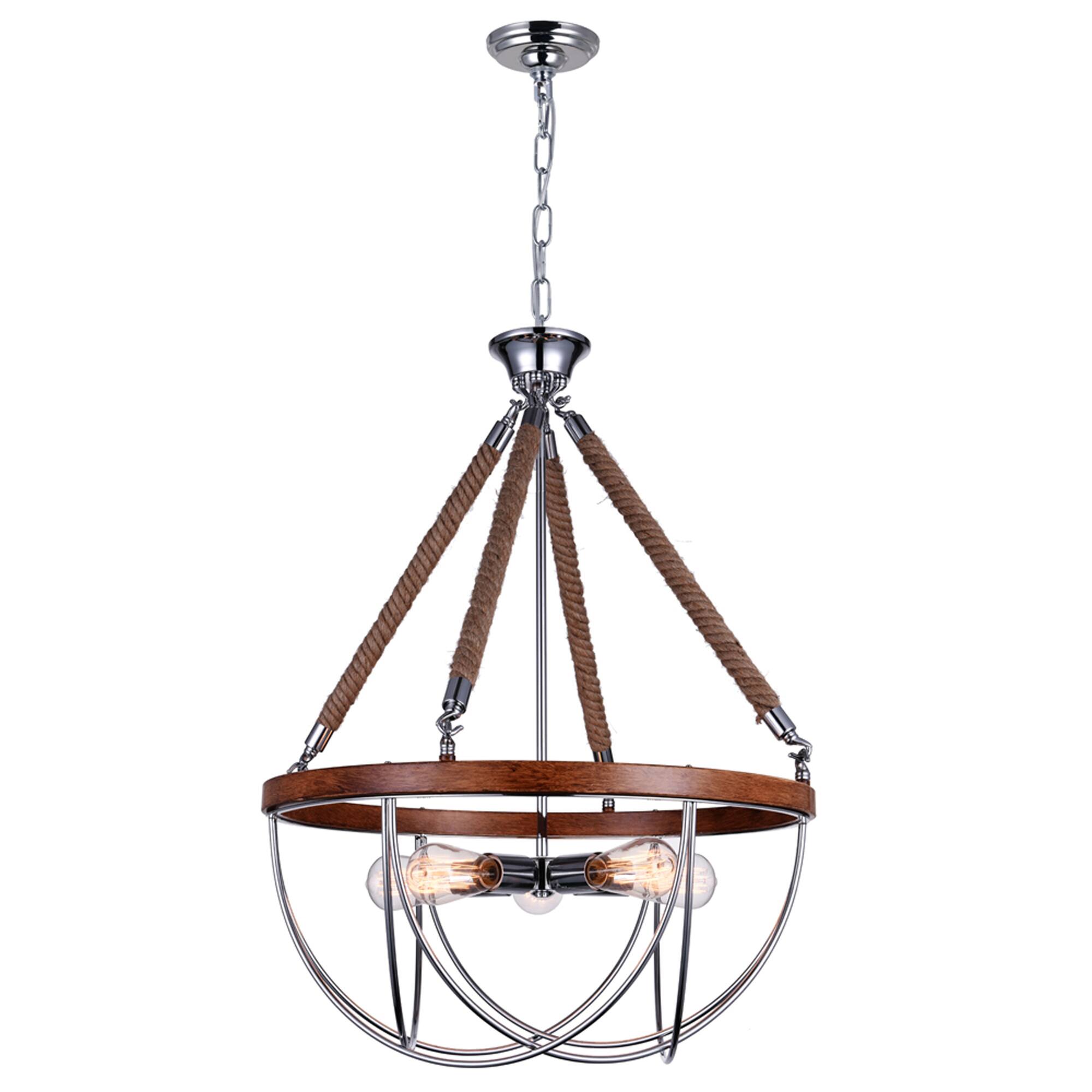 Angle. CWI Lighting - Parana 5 Light Down Chandelier With Chrome Finish - Chrome.
