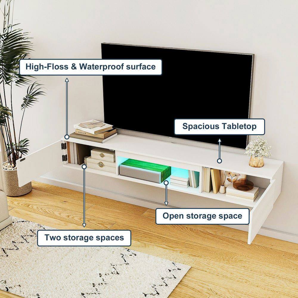 High-Floss & Waterproof surface  
Spacious Tabletop  
Open storage space  
Two storage spaces