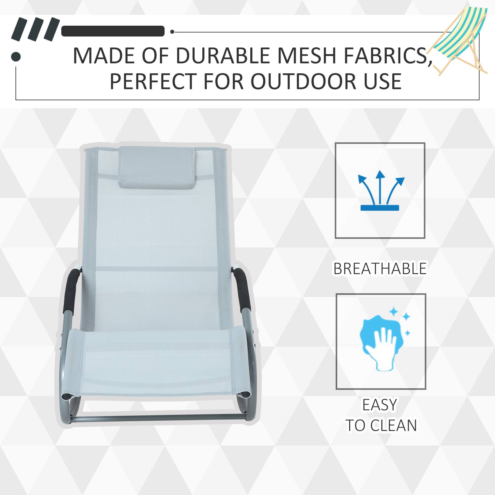 MADE OF DURABLE MESH FABRICS, PERFECT FOR OUTDOOR USE
BREATHABLE
EASY TO CLEAN