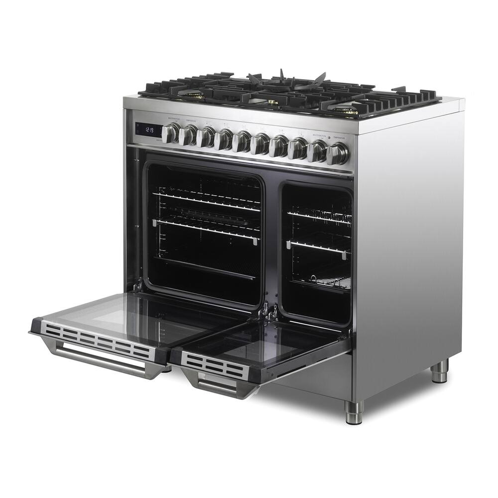 Verona Ultima Series 36 in. Double Oven Dual Fuel Range with 5 Sealed ...