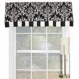 RLF Home - 70% Polyester 30% Cotton Ozbourne Style Banded 3" Rod Pocket Valance 50" x 16" - Black