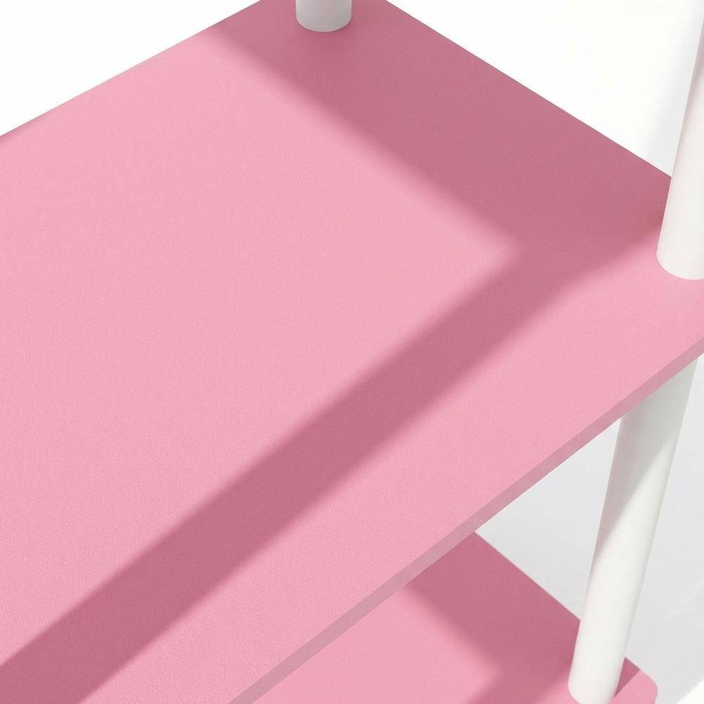 Alt View 1. FurniFact - Wooden Bookcase with Open Shelving for Living Room Storage - Pink/White.
