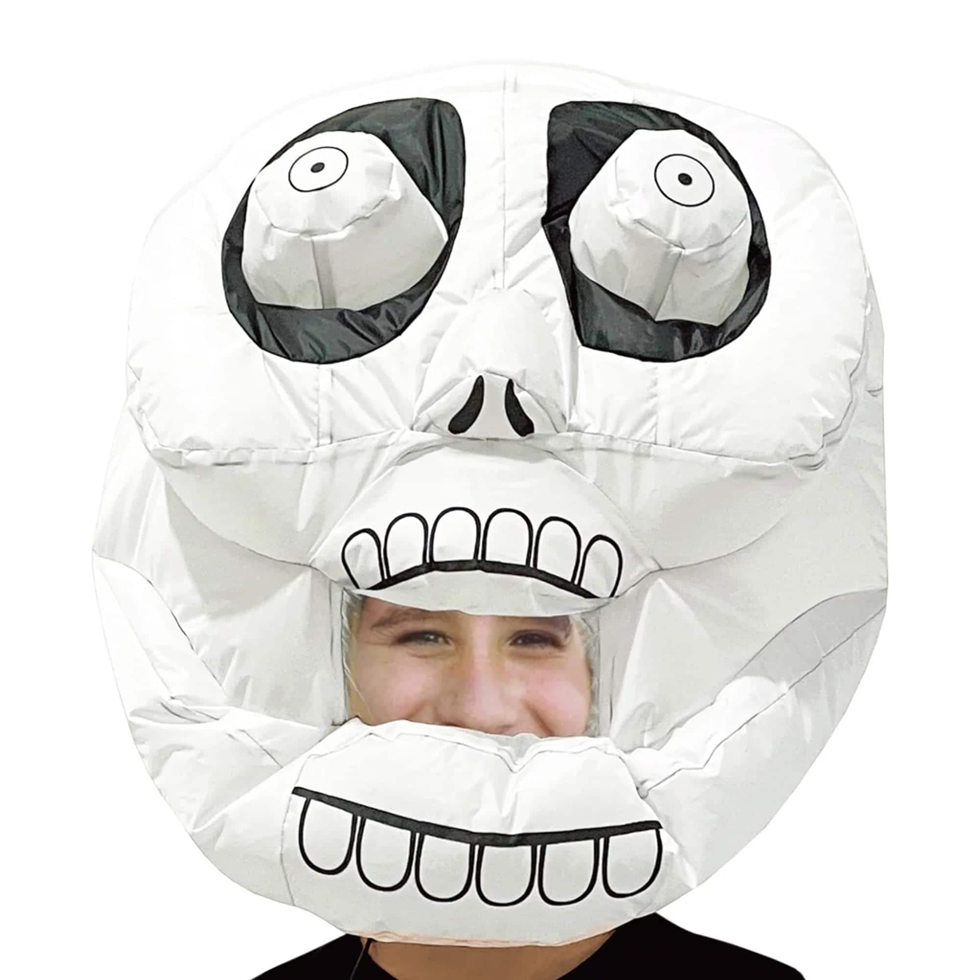 Studio Halloween - Inflatable Skeleton Head Adult Costume - White