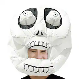 Studio Halloween - Inflatable Skeleton Head Adult Costume - White