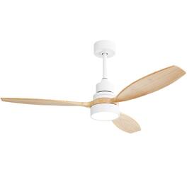 Sofucor - 52 Inch Wood Ceiling Fan with Lights Remote Control Reversible Noiseless ETL Fans for Bedroom Farmhouse - White