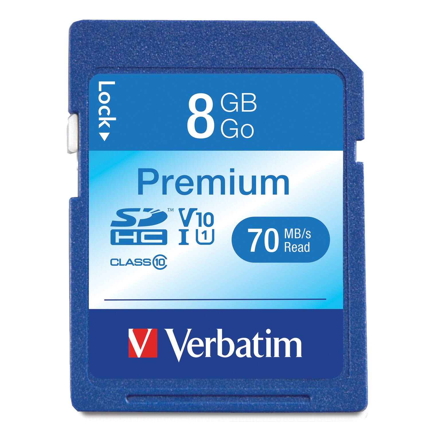 8 GB Go Premium SDHC V10 I U1 CLASS 10 70 MB/s Read Verbatim